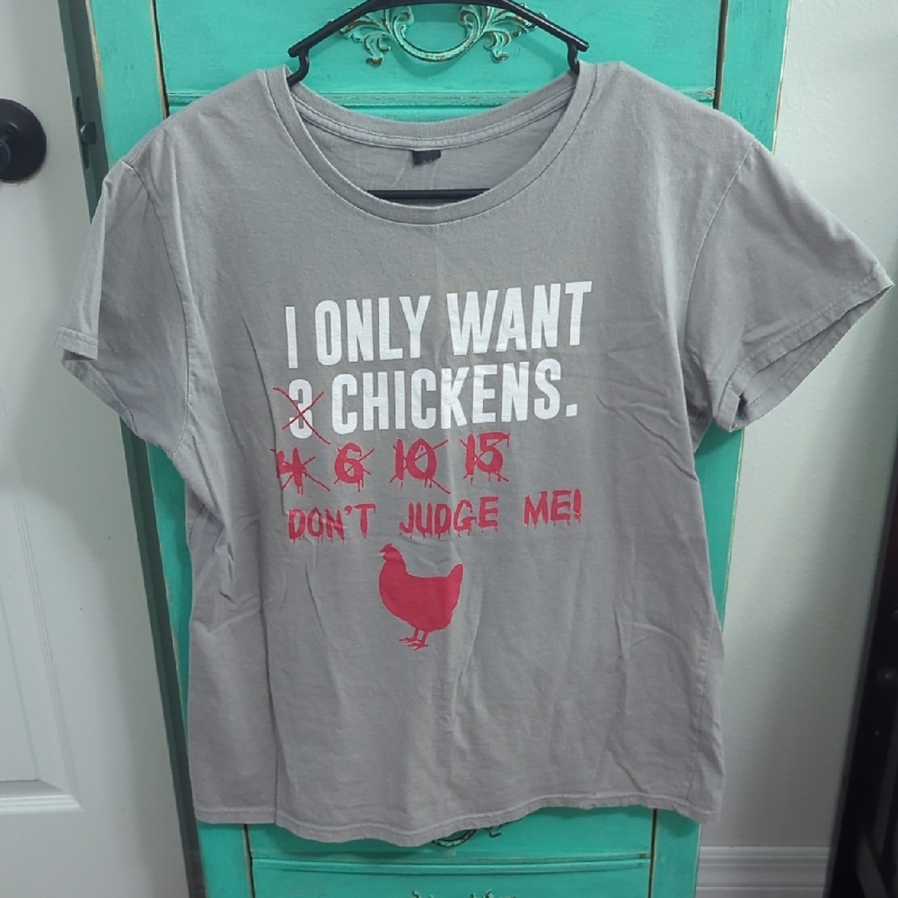 Gray Graphic T-Shirt with Red Print